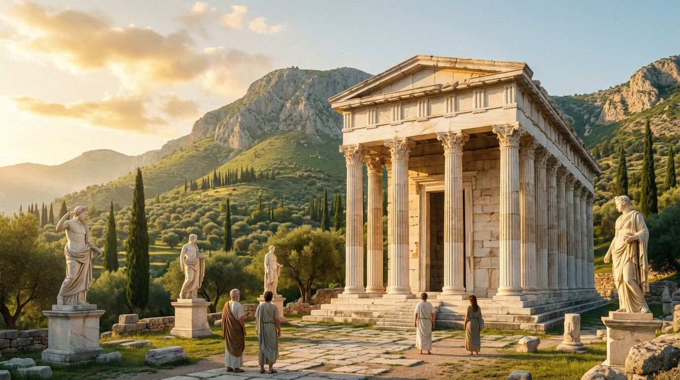 Explorez Delphes, le cœur spirituel de la Grèce antique, et découvrez ses trésors historiques, ses temples majestueux et son significance mythologique unique.