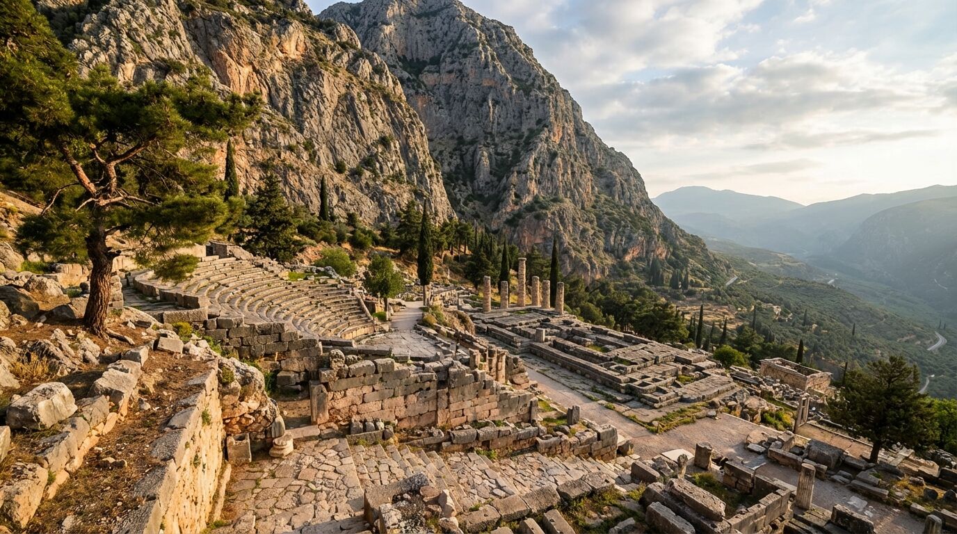 Explorez Delphes, le cœur spirituel de la Grèce antique, et découvrez ses trésors archéologiques, son histoire mythique et son importance culturelle unique.